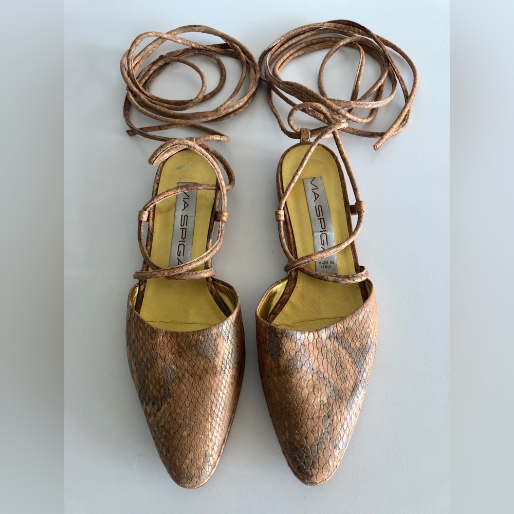 Via Spiga Embossed Python Leather Gladiator Sanda… - image 1